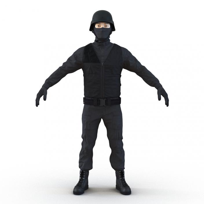 3D SWAT Man Asian Rigged 3 model