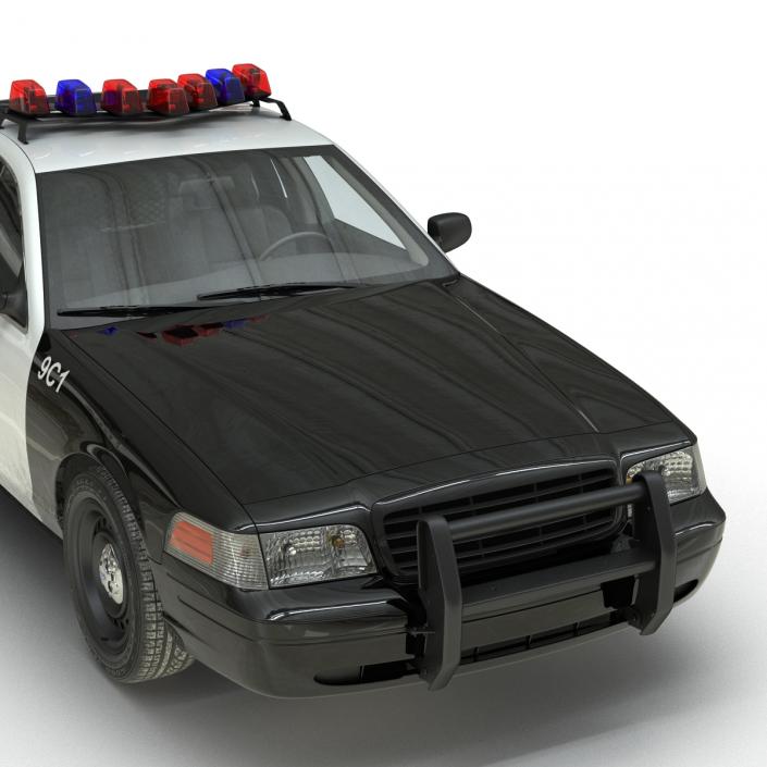 3D Ford Crown Victoria Police Car Simple Interior
