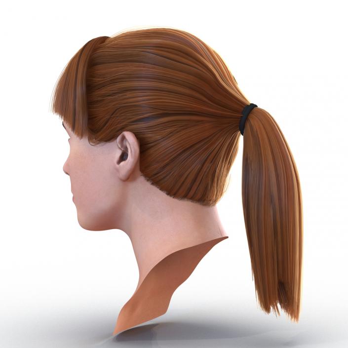 3D Female Caucasian Head with Hair