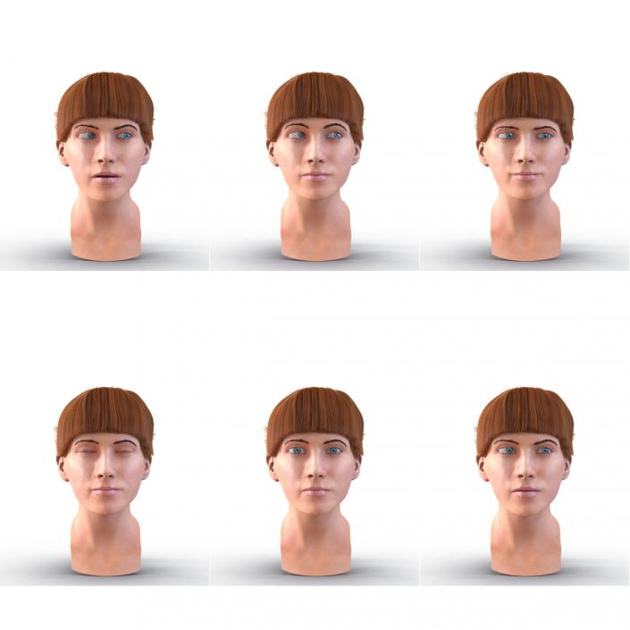 3D Female Caucasian Head Rigged model