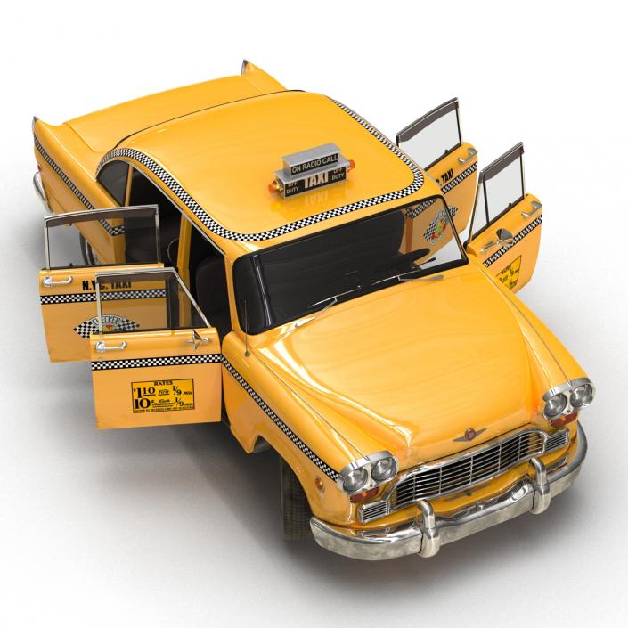 3D model OLD NYC Checker Cab Simple Interior