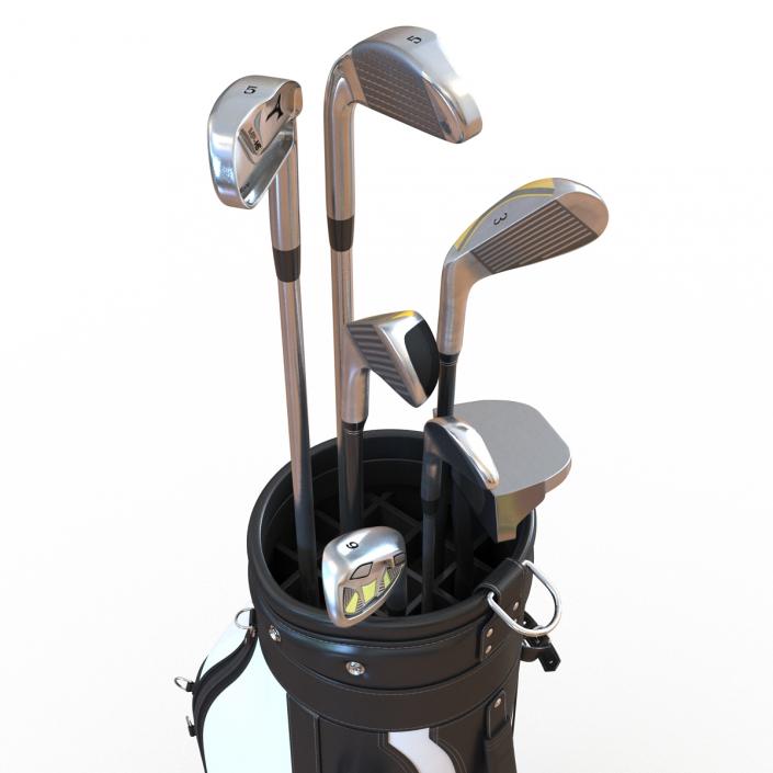 3D Golf Bag and Clubs 3 Black