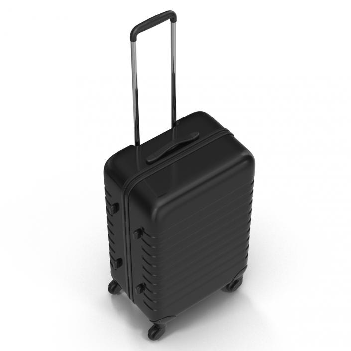 3D Plastic Trolley Luggage Bag Black model