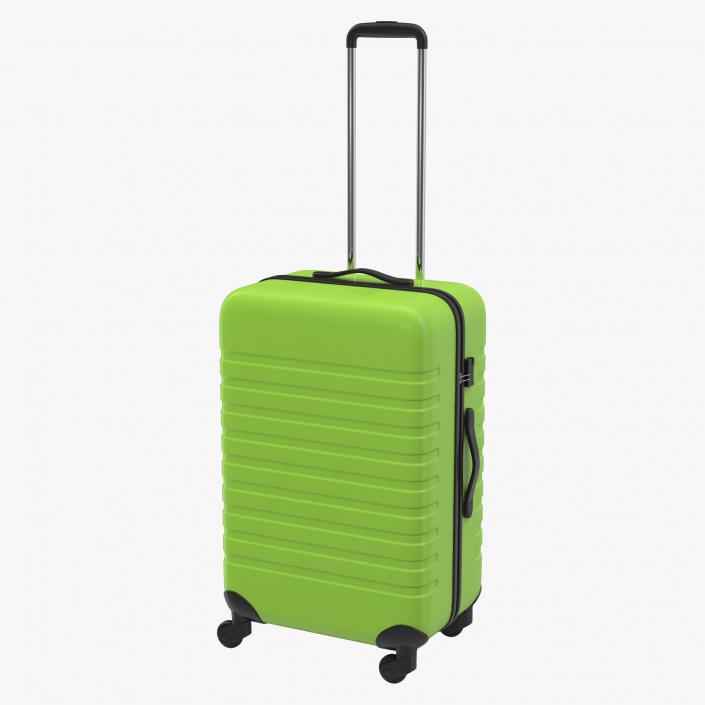 3D Plastic Trolley Luggage Bag Green model