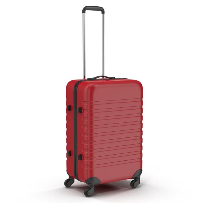 3D Plastic Trolley Luggage Bag Red