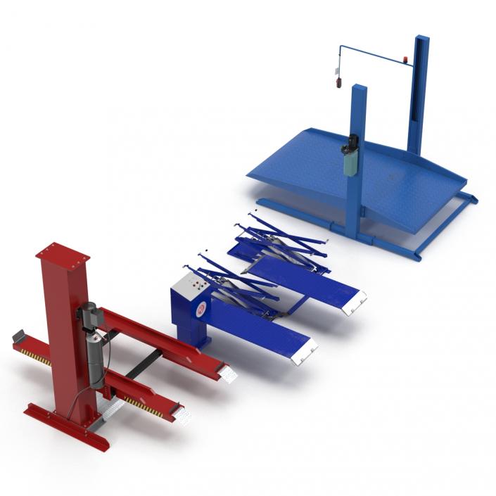 Car Lifts Rigged Collection 3D