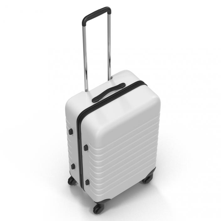 3D Plastic Trolley Luggage Bag White model