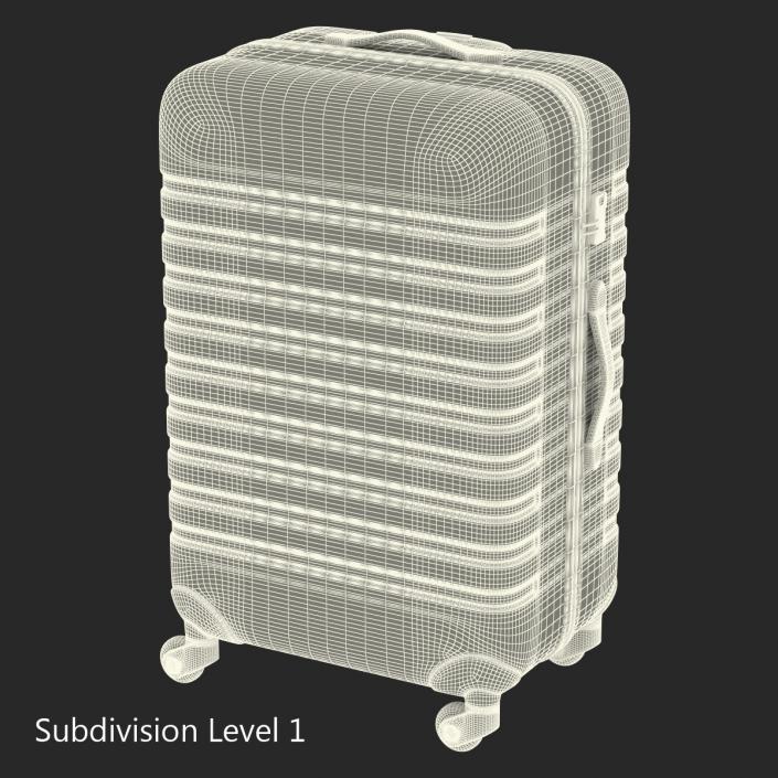 3D Plastic Trolley Luggage Bag White model