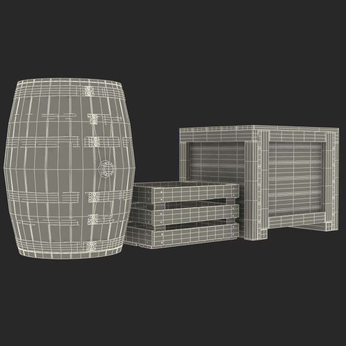 3D Wooden Conteiners Collection model