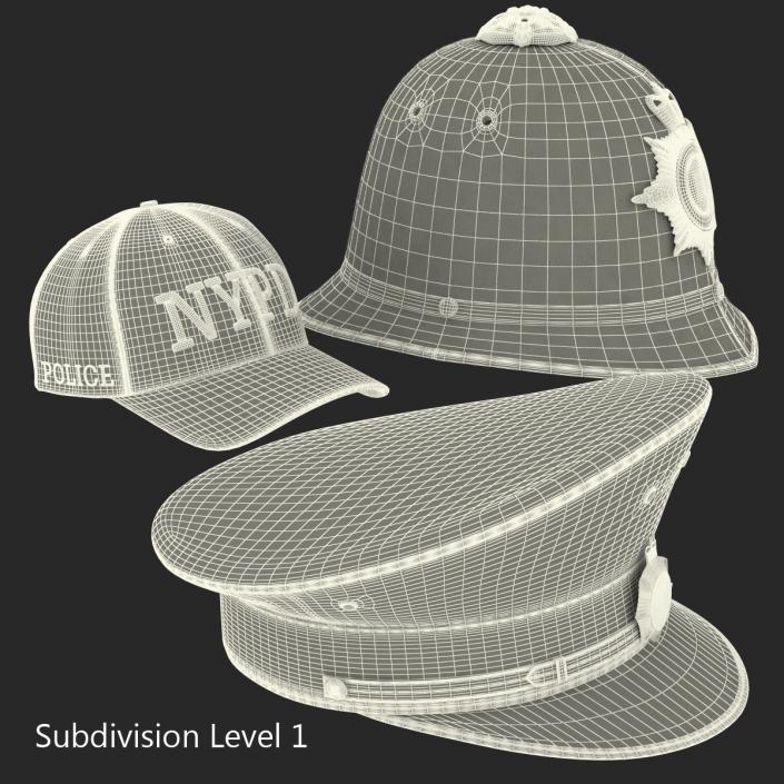 Police Hats Collection 3D