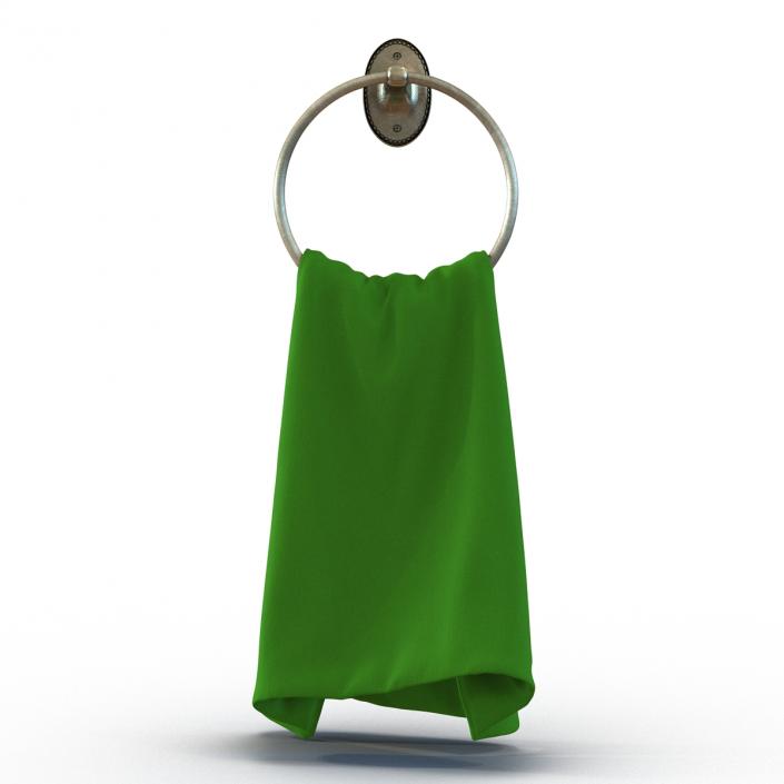 3D model Hanging Bathroom Towel 2 Green