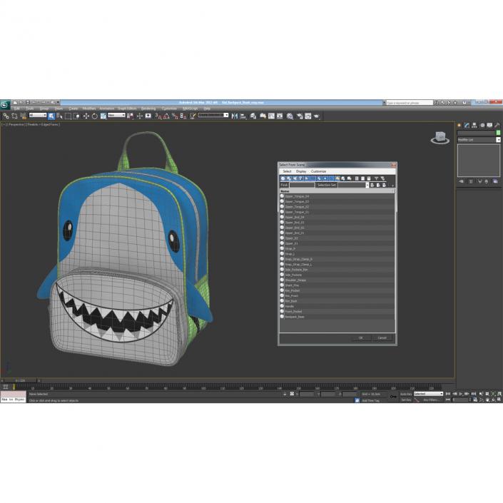 3D Kid Backpack Shark model