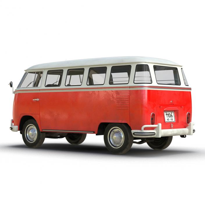 3D Volkswagen Type 2 Red Rigged model