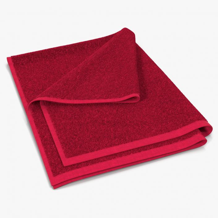 3D model Towel 4 Red with Fur