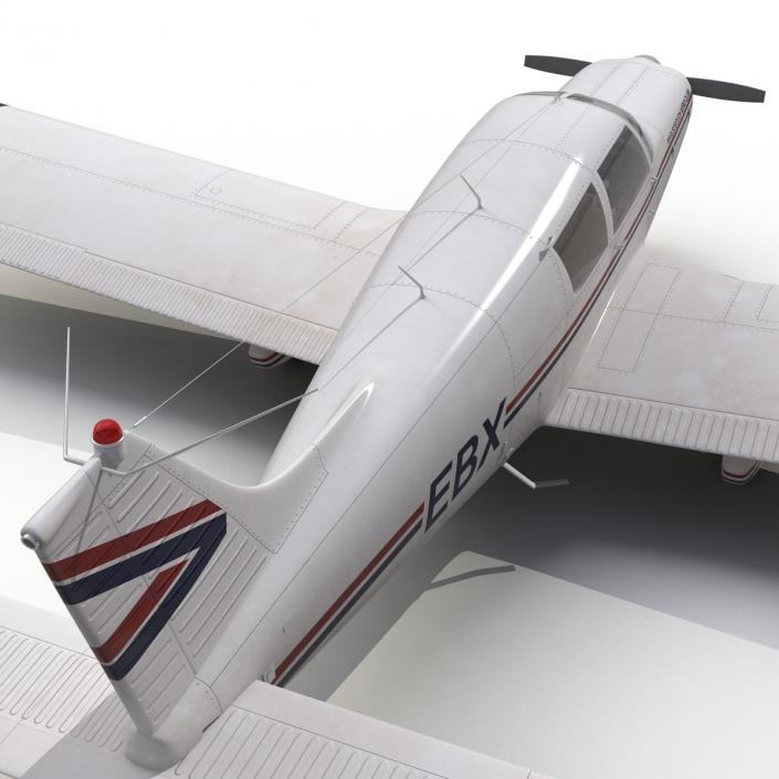 Light Aircraft Piper PA-28 Cherokee Rigged 3D