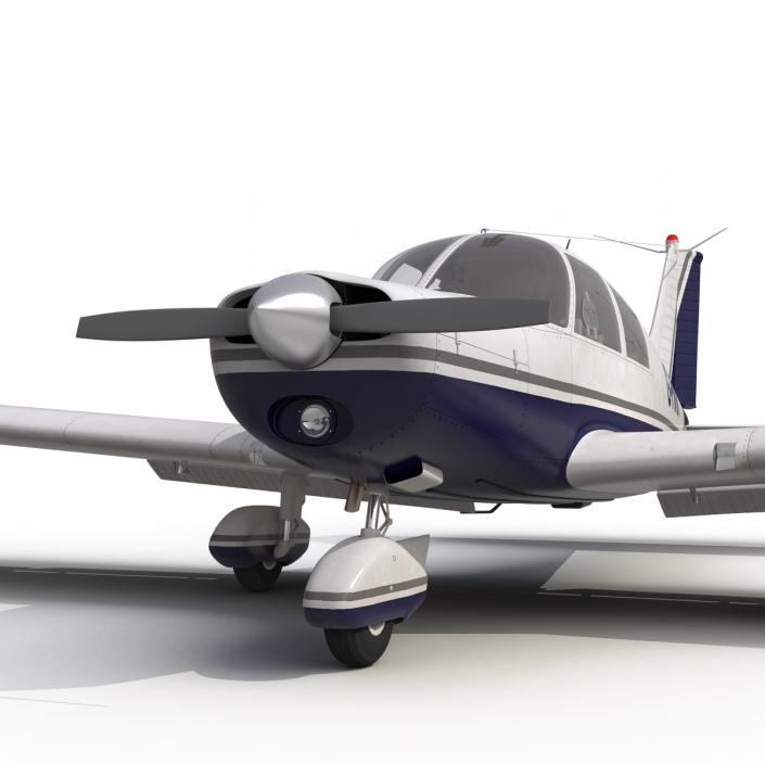Light Aircraft Piper PA-28 Cherokee Rigged 2 3D model