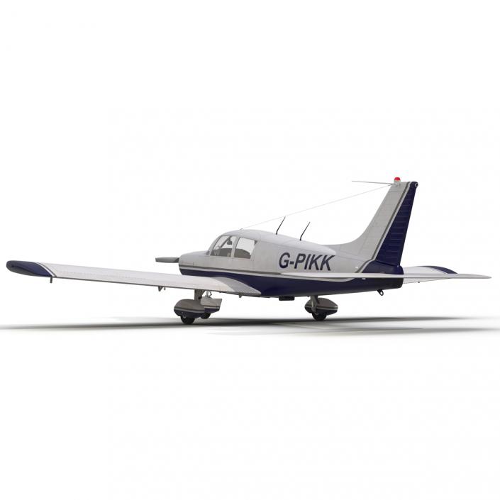 Light Aircraft Piper PA-28 Cherokee Rigged 2 3D model