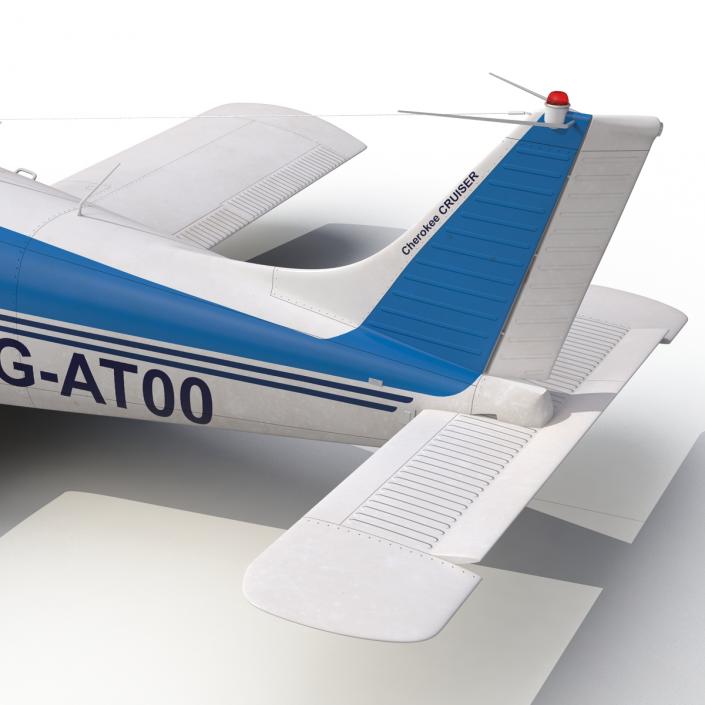 Light Aircraft Piper PA-28 Cherokee Rigged 3 3D model
