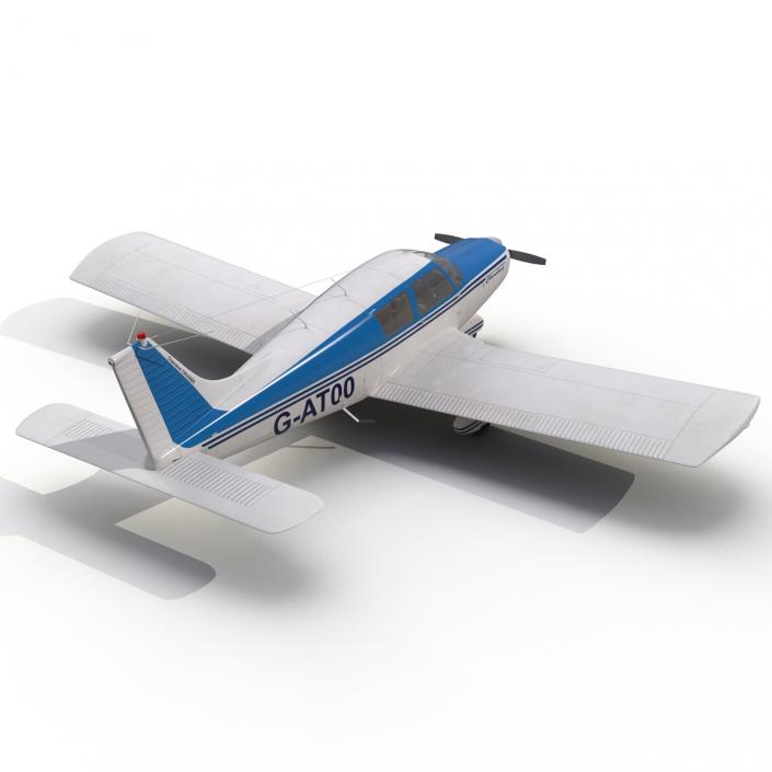 Light Aircraft Piper PA-28 Cherokee Rigged 3 3D model
