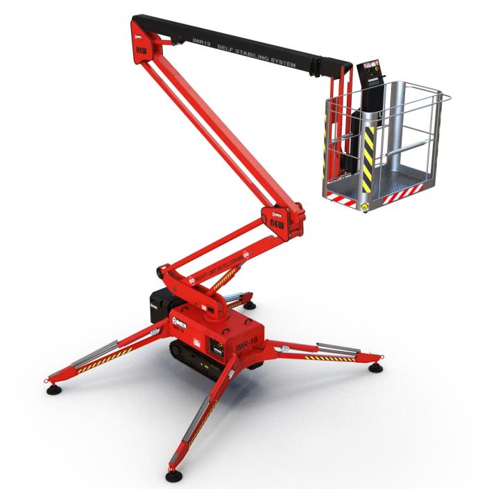 3D Telescopic Boom Lift Red Rigged