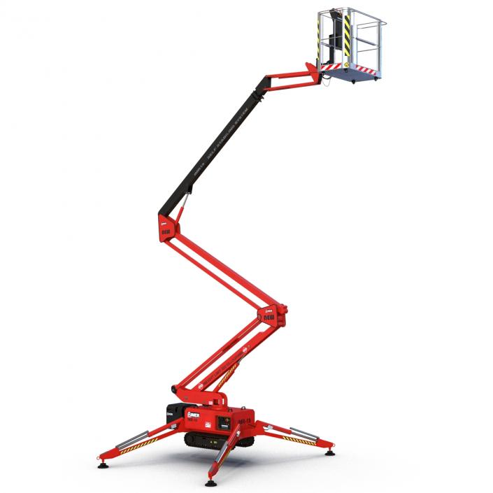 3D Telescopic Boom Lift Red Rigged