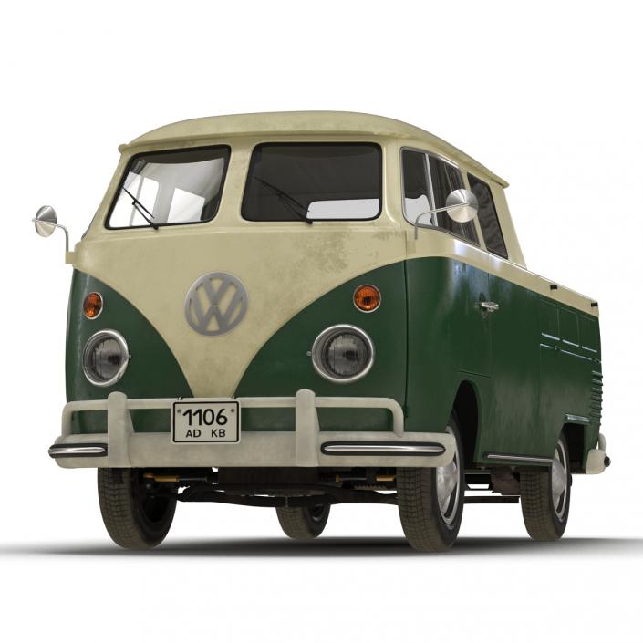 Volkswagen Type 2 Double Cab Pick Up Green 3D