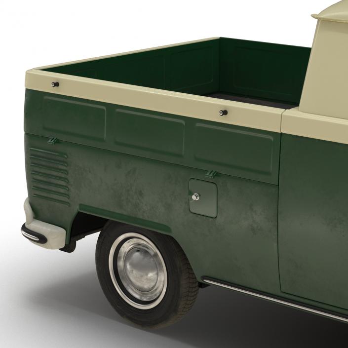 Volkswagen Type 2 Double Cab Pick Up Rigged Green 3D model