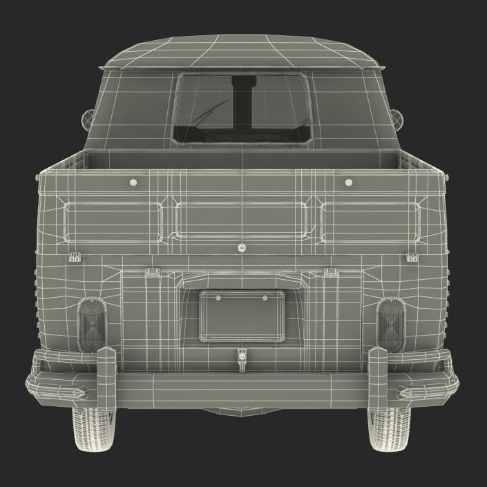 Volkswagen Type 2 Double Cab Pick Up Rigged Red 3D