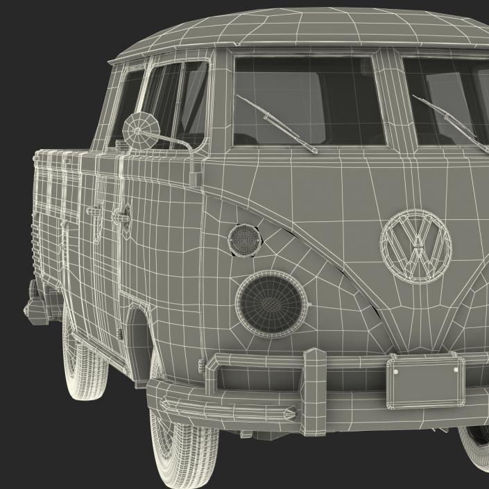 Volkswagen Type 2 Double Cab Pick Up Rigged Red 3D