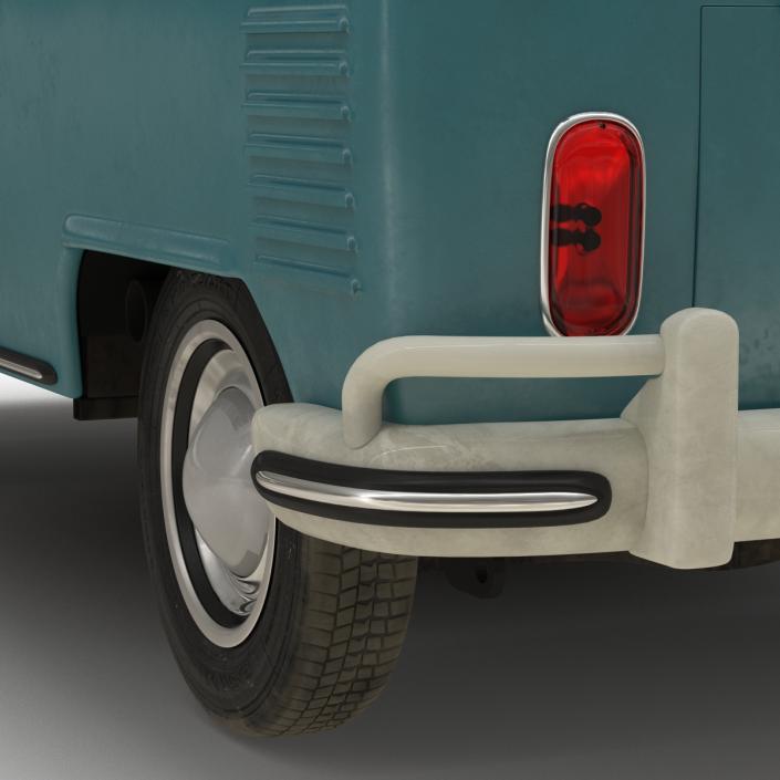 Volkswagen Type 2 Double Cab Pick Up Simple Interior Blue 3D
