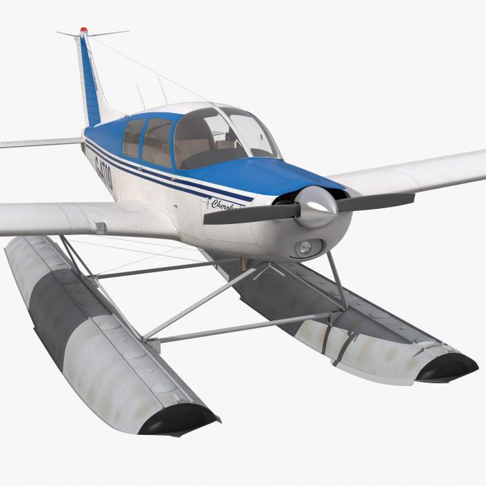 3D Light Aircraft Piper PA-28 Cherokee Seaplane 3