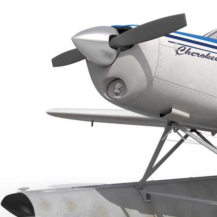 3D Light Aircraft Piper PA-28 Cherokee Seaplane 3