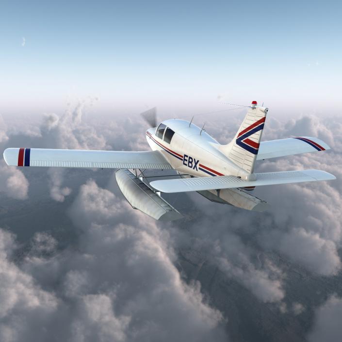 Light Aircraft Piper PA-28 Cherokee Seaplane 3D model