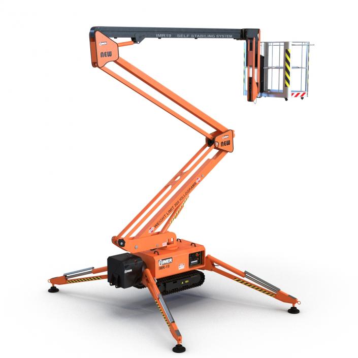 Telescopic Boom Lift Orange Rigged 3D model