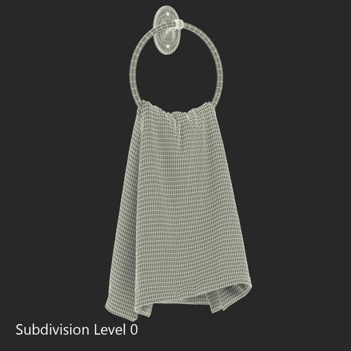 Hanging Bathroom Towel 2 White with Fur 3D model