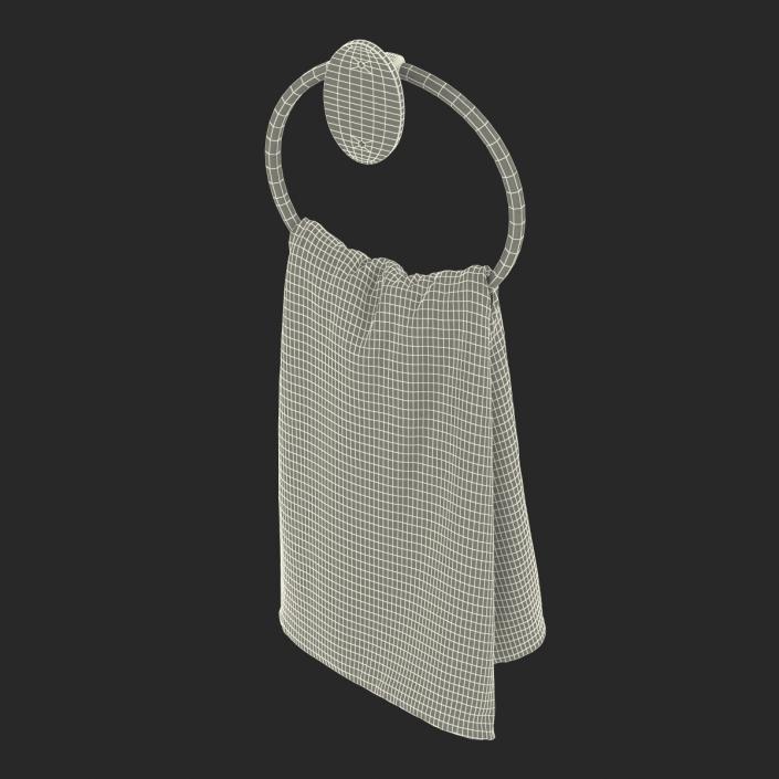 Hanging Bathroom Towel 2 White with Fur 3D model