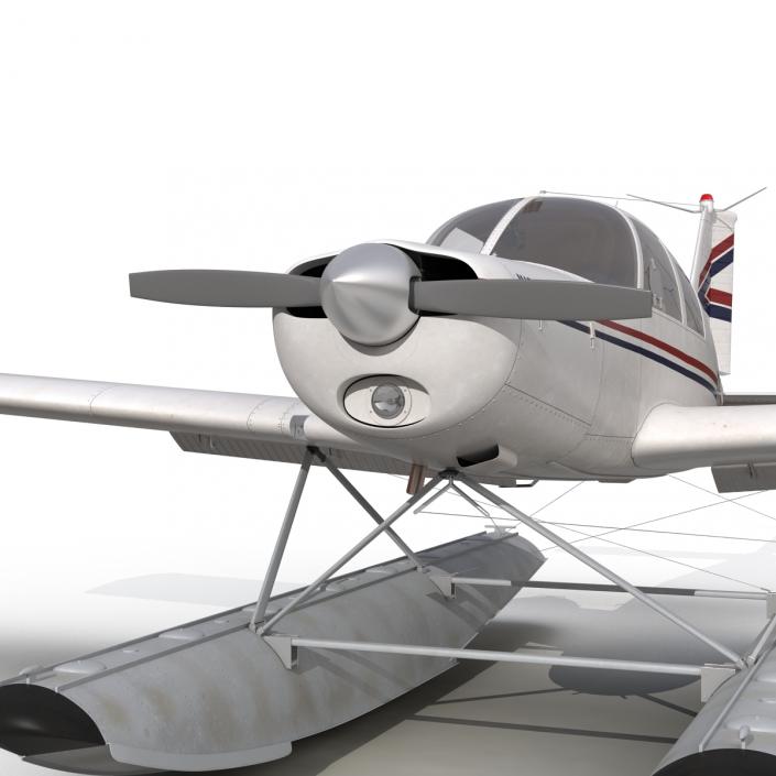 3D Light Aircraft Piper PA-28 Cherokee Seaplane Rigged