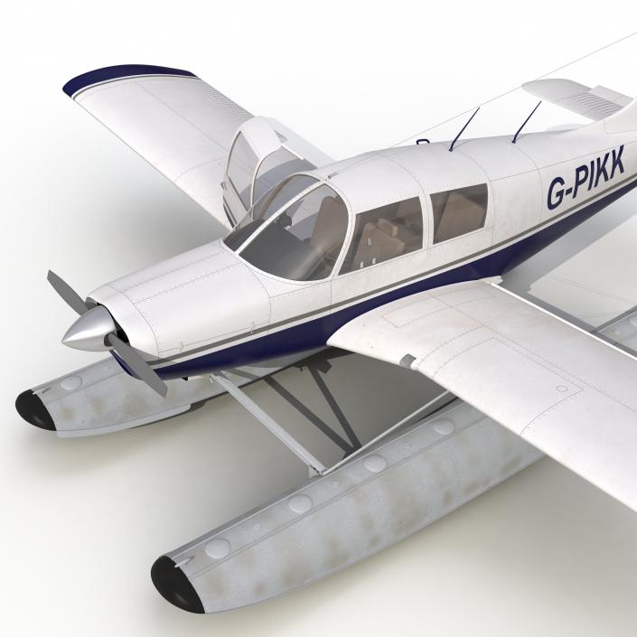 3D Light Aircraft Piper PA-28 Cherokee Seaplane Rigged 2 model