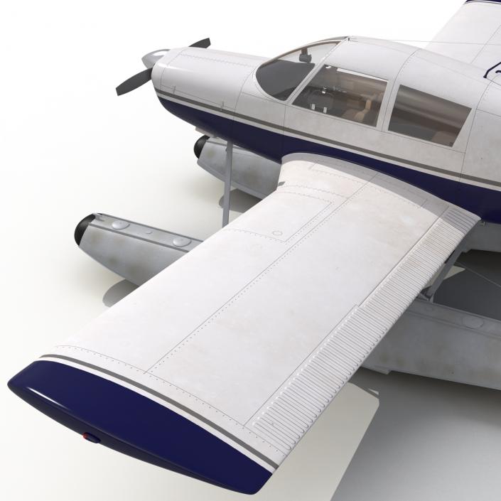 3D Light Aircraft Piper PA-28 Cherokee Seaplane Rigged 2 model