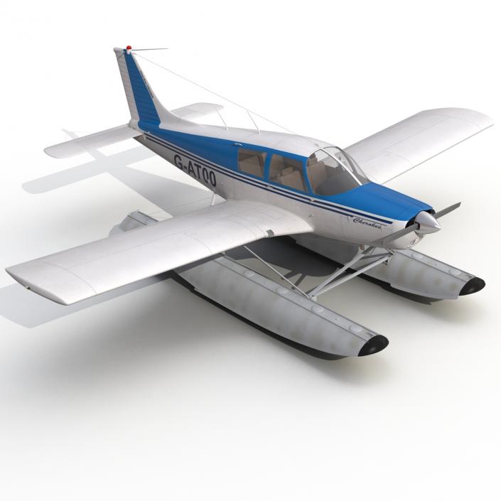 3D Light Aircraft Piper PA-28 Cherokee Seaplane Rigged 3 model