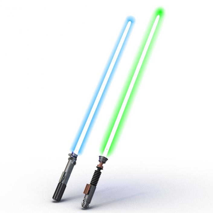 Star Wars Luke Skywalker Used Lightsabers Collection 3D