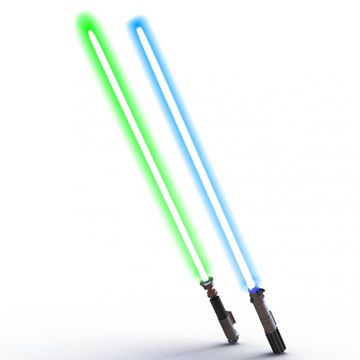 Star Wars Luke Skywalker Used Lightsabers Collection 3D