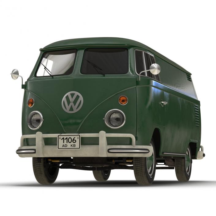 3D model Volkswagen Type 2 Panel Van Green 2
