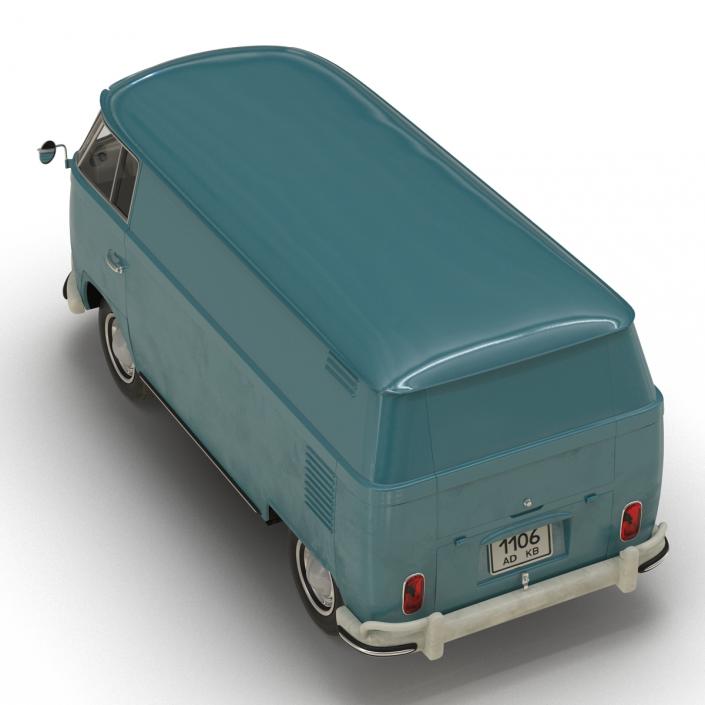 3D Volkswagen Type 2 Panel Van Simple Interior Blue model