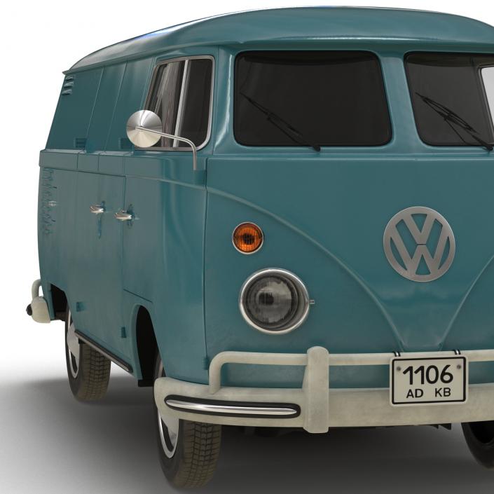 3D Volkswagen Type 2 Panel Van Simple Interior Blue model