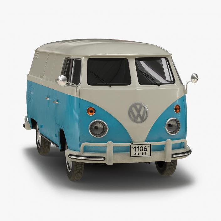 3D model Volkswagen Type 2 Panel Van Simple Interior Blue 2