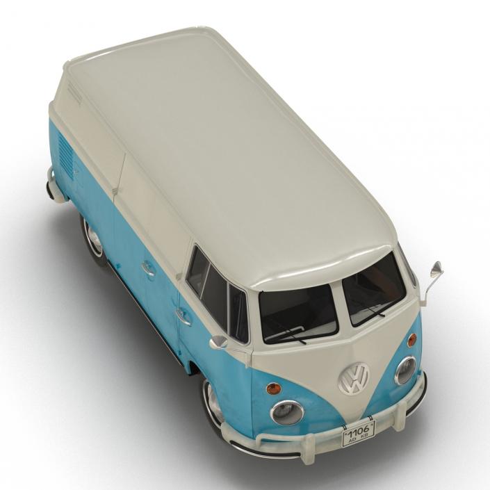 3D model Volkswagen Type 2 Panel Van Simple Interior Blue 2