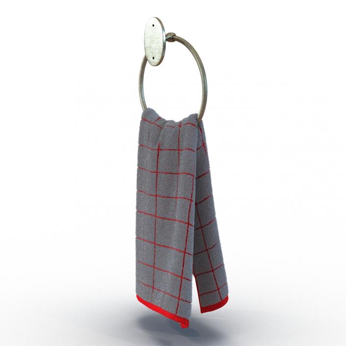 Hanging Bathroom Towel 2 Red with Fur 3D