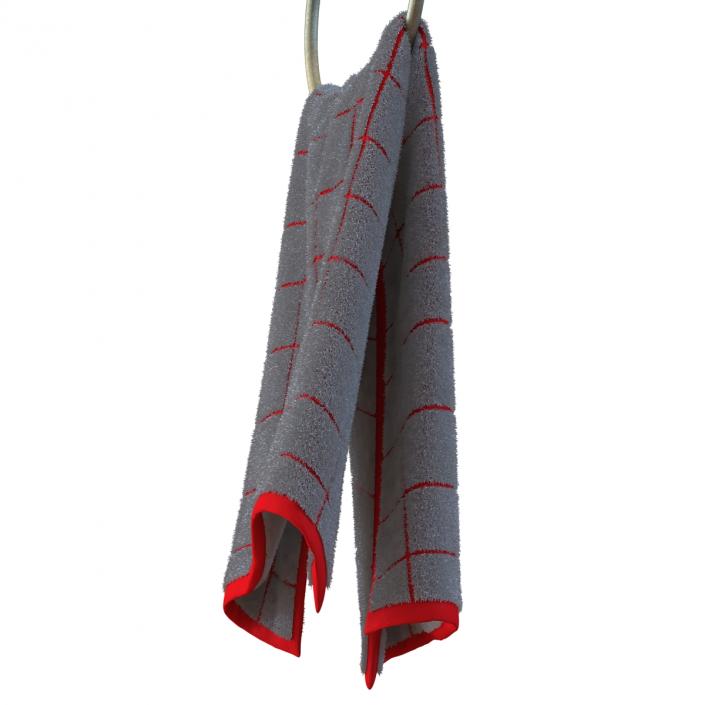 Hanging Bathroom Towel 2 Red with Fur 3D