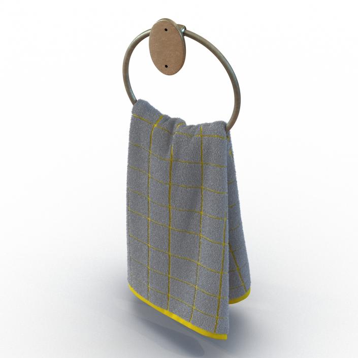 3D model Hanging Bathroom Towel 2 Yellow with Fur